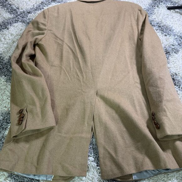 Vintage Lands End Mens Camel Hair Blazer 46L Tan Classic Preppy Old Money - Picture 9 of 9